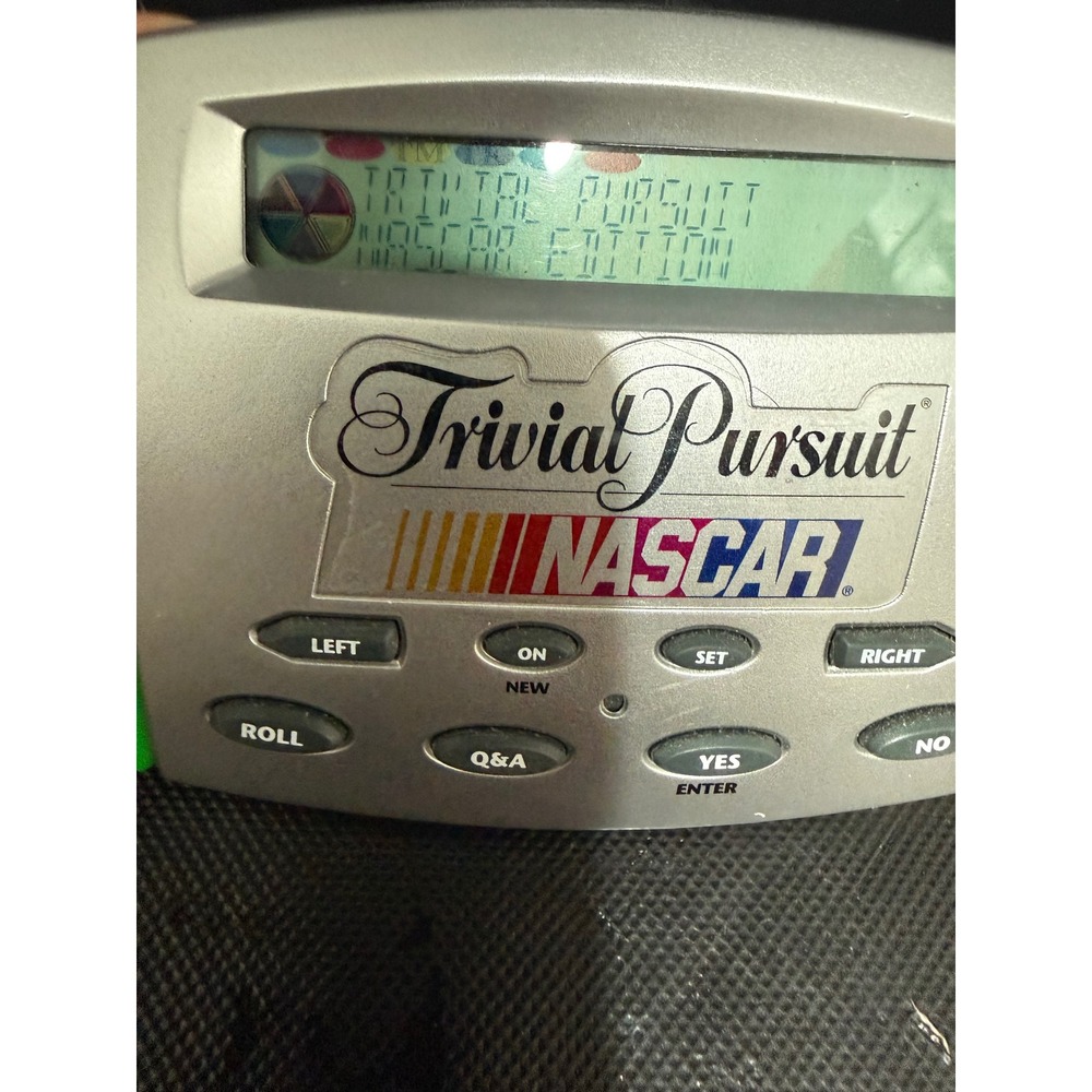 Trivial Pursuit NASCAR Edition Electronic Handheld Game Silver Portable Racing